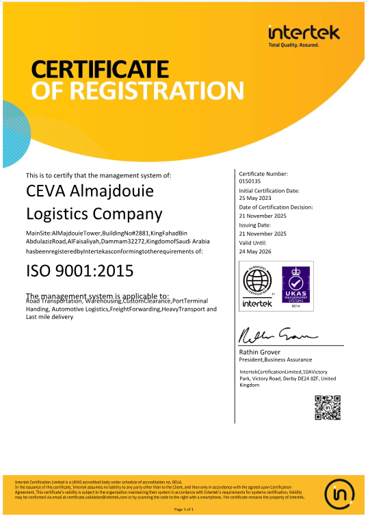 ISO 9001:2015 Quality Management System Certification
